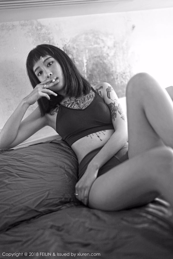 Zhao Yixuan "Cigarrillo, tatuaje, fotografía de estilo en blanco y negro" [Cigarrillo, FEILIN] VOL.129